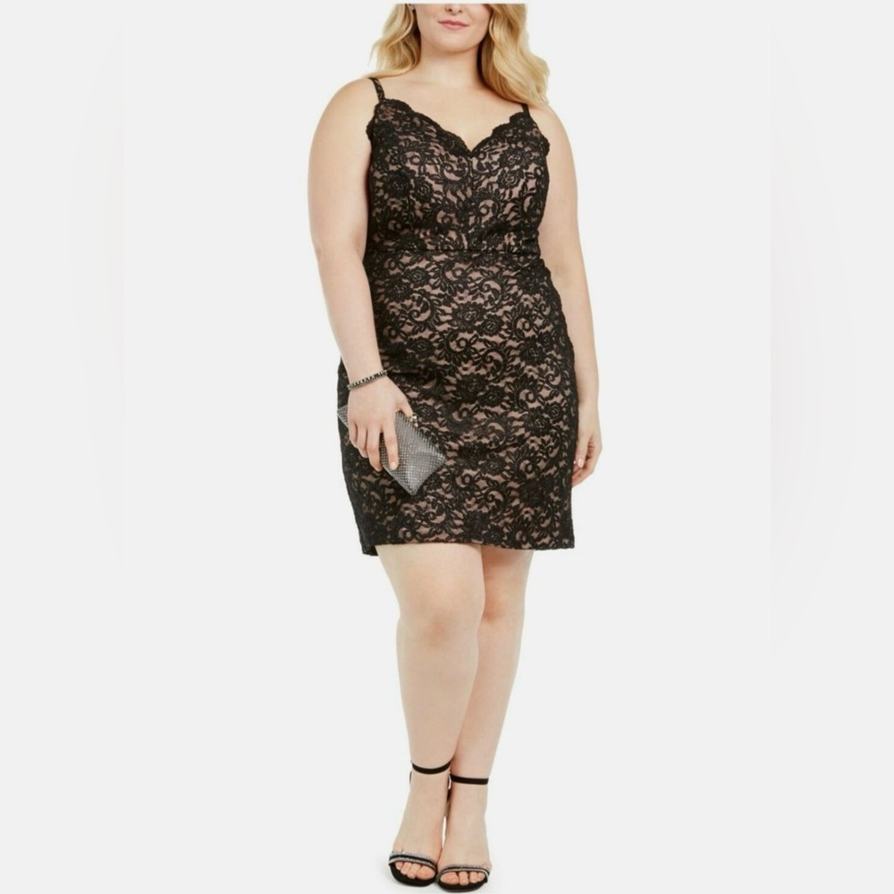 Morgan & Co Plus Size 18W Body Con Cocktail Party Dress Black Tie Event Lace NWT